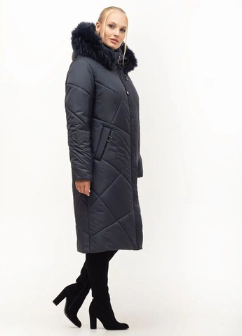 Синяя зимняя женская куртка большого размера SK