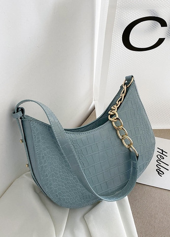 Жіноча сумочка багет рептилія блакитна бірюзова No Brand (259294529)