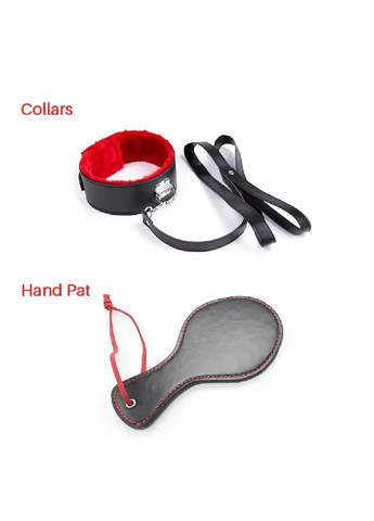 БДСМ набір для рольових садо-мазо ігор. BDSM Фетиш 11 предметів Чорно-червони No Brand (276967322)