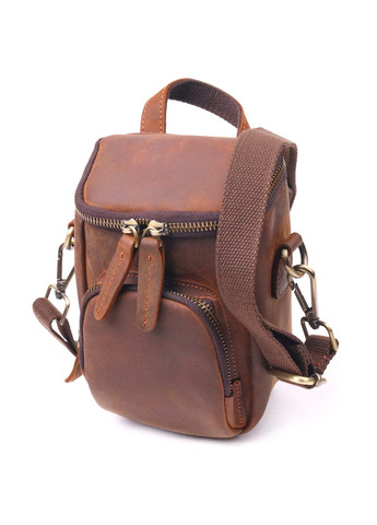 Компактная мужская сумка из натуральной винтажной кожи 21295 Коричневая Vintage (258267926)