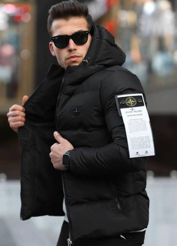 Черная зимняя зимняя мужская куртка No Brand