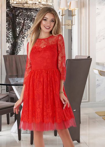 Червона сукнi норма гіпюрова сукня пачка (ут000052886) Lemanta
