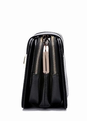 Женская классическая сумка кросс-боди на цепочке на три отдела черная No Brand (273409305)