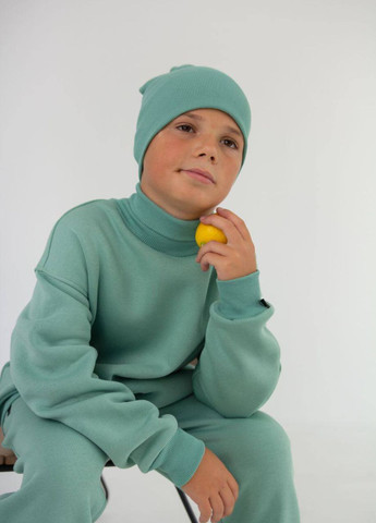 Бірюзовий демісезонний дитячий костюм трійка, брючний Garna