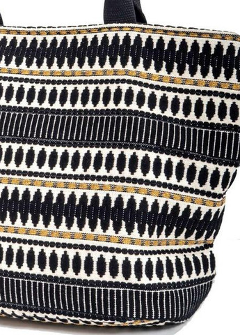 Сумка с оригинальным плетением в этностиле с прочными ручками на молнии Черная с бежевым IC23-B72 Iconique (257999425)