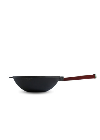 Сковорода чугунная с деревянной ручкой Бордо и алюминиевой крышкой WOK 2,2 л Brizoll (276390239)