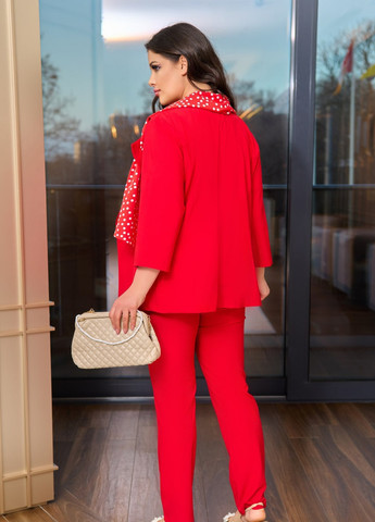 Жіночий костюм трійка червоного кольору р.50/52 408633 New Trend (258686055)