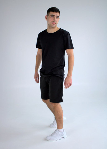 Чорний літній костюм чоловічий базовий футболка + шорти з шортами Vakko