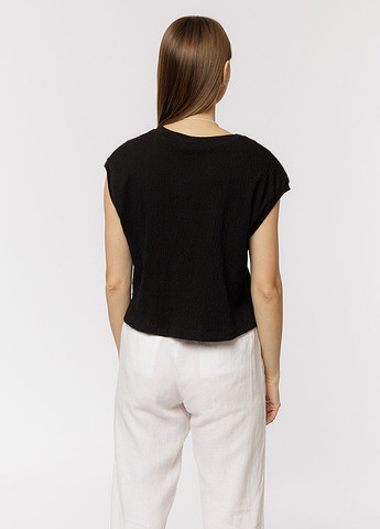 Чорна літня жіноча коротка футболка колір чорний цб-00219341 So sweet