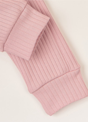 Розовый демисезонный комплект полоска розовая пудра (боди с длинным рукавом и штаны) KRAKO