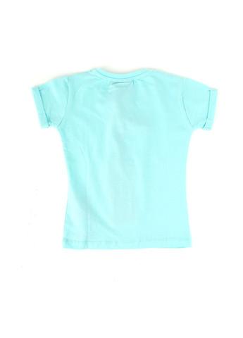 Голубая футболка на девочку tom-du голубая c объемным принтом TOM DU