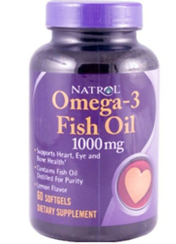 Omega-3 Fish Oil 1000 mg 60 Softgels Lemon Flavor NTL-00929 Natrol (256719578)