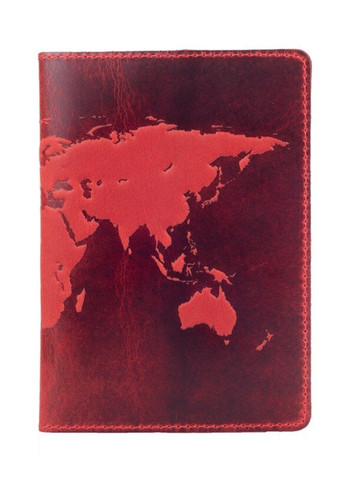 Обложка для паспорта из кожи HiArt PC-01 Shabby Red Berry World Map Красный Hi Art (268371566)
