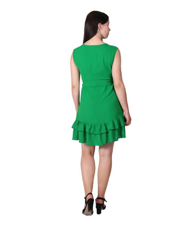 Зелена кежуал сукня жіноча 439 однотонний жатка зелена Актуаль