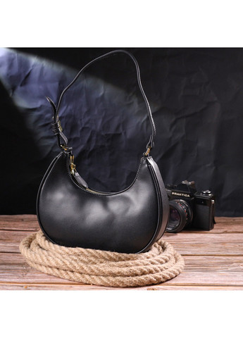 Модна жіноча сумка-хобо з натуральної гладкої шкіри 21288 Чорна Vintage (258267816)