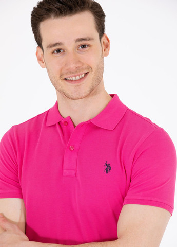 Кислотно-розовая футболка поло мужское U.S. Polo Assn.