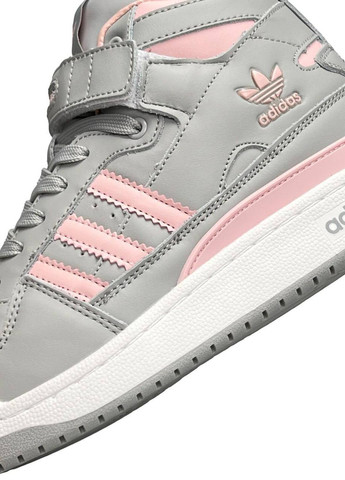 Сірі осінні кросівки жіночі adidas forum 84 mid grey pink w репліка сірі No Brand