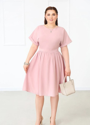 Розово-лиловое кэжуал женское платье миди Fashion Girl однотонное