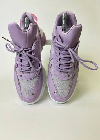Фиолетовые демисезонные эффектные женские кроссовки No Brand