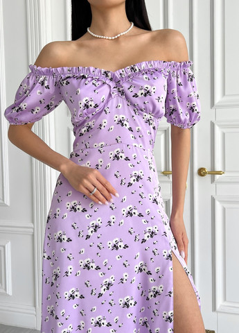Лавандовое кэжуал платье Larionoff с цветочным принтом