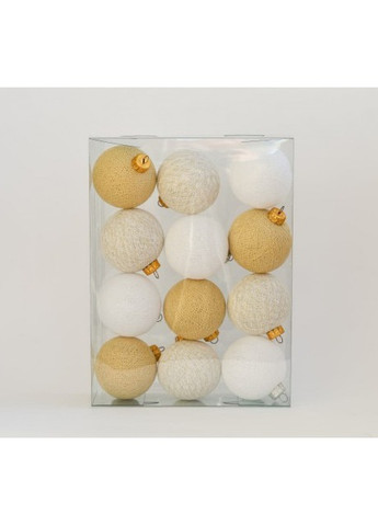 Набор ёлочных игрушек из ниточных шариков 6,5 см, 12 шт Латте Cotton Ball Lights (257986216)