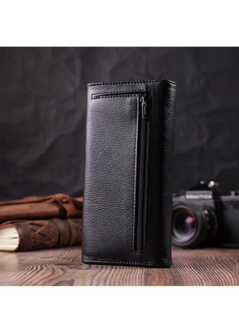 Шкіряний жіночий гаманець з геометричним клапаном 22546 Чорний st leather (277980498)