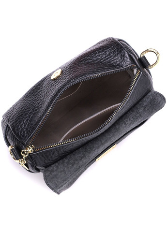 Класична шкіряна сумка з оригінальною плечовою лямкою 22405 Чорна Vintage (276457621)