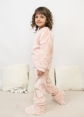 Персиковая пижама детская домашняя махровая кофта со штанами персиковый Maybel