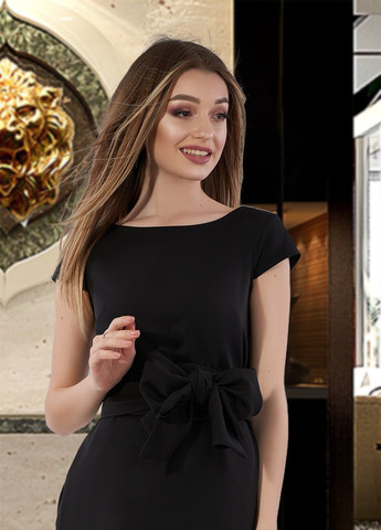 Чорна сукнi норма лаконічна сукня з поясом (4015)15431-8 Lemanta