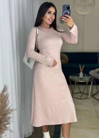Розовое женское платье из ангоры цвет пудра р.50/52 447944 New Trend
