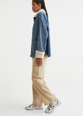 Блакитна демісезонна джинсова куртка з теплим коміром H&M