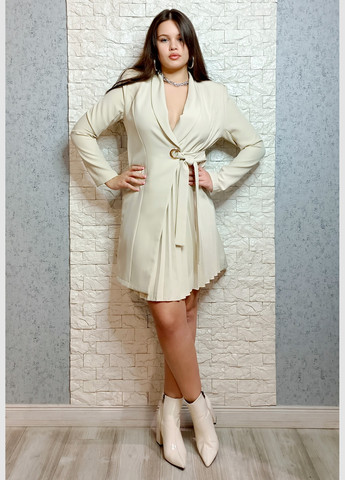 Молочное кэжуал платье-пиджак Vanis однотонное