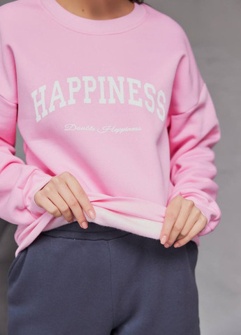 Нежный теплый свитшот HAPPINESS Vakko - крой светло-розовый спортивный, повседневный, кэжуал хлопок, полиэстер, флис - (266997703)