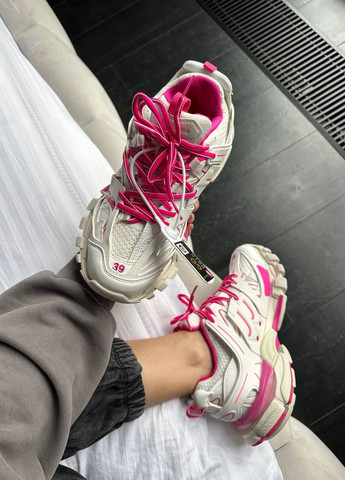 Белые всесезонные кроссовки Vakko Balenciaga Track White/Pink