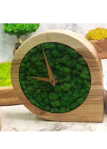 Годинник настільний фігурний фігурний компактний стильний зі стабілізованим мохом із дерева 15х15х4 см (475776-Prob) Unbranded (271125333)