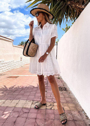 Білий жіноча сукня білого кольору з прошви на гудзиках розмір 305856 New Trend