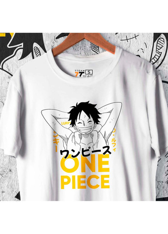 Біла футболка з принтом ван піс - luffy white 2 No Brand