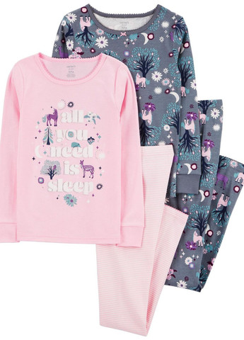 Розовая пижама для девочки (852310) 2шт Carter's