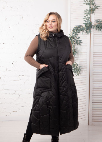 Чорна демісезонна жіноча демісезонна куртка великого розміру стьожка бите скло SK