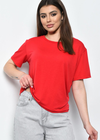 Красная летняя футболка женская красного цвета размер 48 Let's Shop