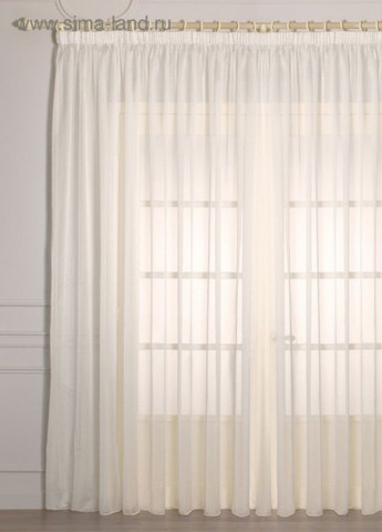 Тюль готовый пошитый молочный однотонный шифон на тесьме, высота 200 см, ширина 240 см No Brand (258655945)