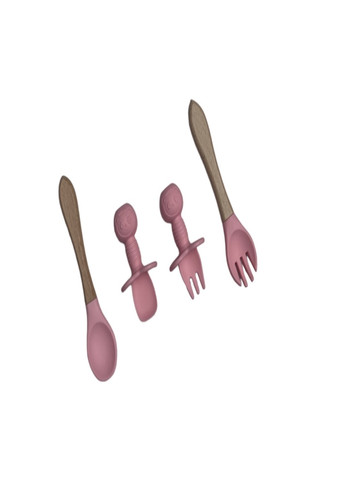 Дитячий Силіконовий Набір посуду Для годування Рожевий 12 Предметів Home (259521277)