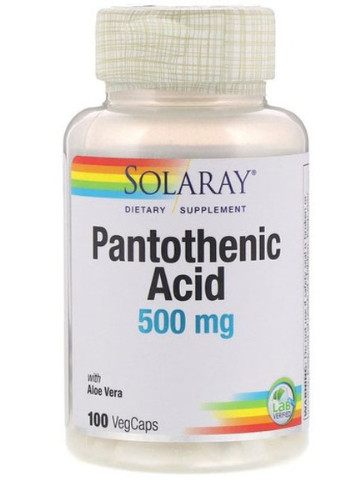 Pantothenic Acid 500 mg 100 Veg Caps SOR-04380 Solaray (256720783)