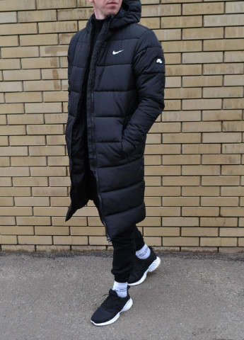 Черная зимняя удлиненная зимняя куртка (копия) No Brand