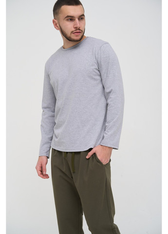 Пижама мужская COTTON BASIC лонгслив серый + штаны прямые хаки Handy Wear (275933817)
