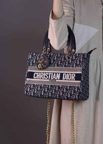 Сумка класична з лого Christian Dior dark blue with gold Vakko (260585732)