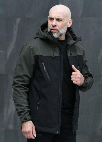 Оливкова (хакі) демісезонна тепла повсякденна куртка з soft shell Vakko