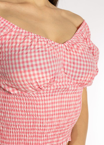 Прозора літня блуза жіноча в дрібну клітку (рожево-білий) Time of Style