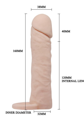 Насадка на член - Penis Sleeve Medium Flesh, 16х3,8 см. Pretty Love (271039982)