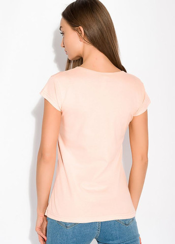 Персиковая летняя футболка с надписями на груди (персиковый) Time of Style
